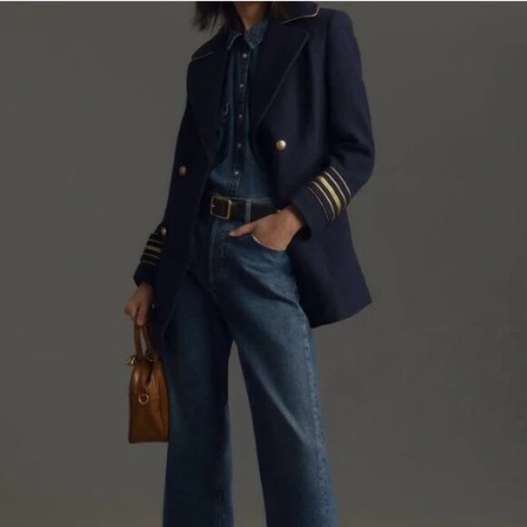 ANTHROPOLOGIE - Maeve Military Navy Peacoat BNWT - SIZE M - Picture 9 of 12